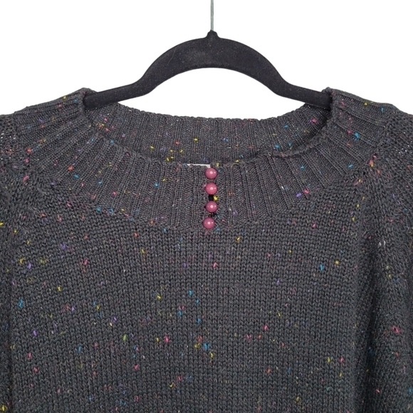 Vtg Venezia Black Confetti High Neck Knit Pullover Oversized Sweater- One Size - Picture 1 of 7